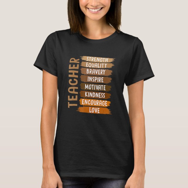 Melanin Teacher Black History Month African Black  T Shirt (Framsida)