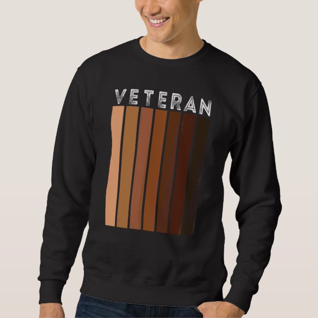 Melanin Veteran Afro Woman Veteran Proud Black Que Lång Ärmad Tröja (Framsida)