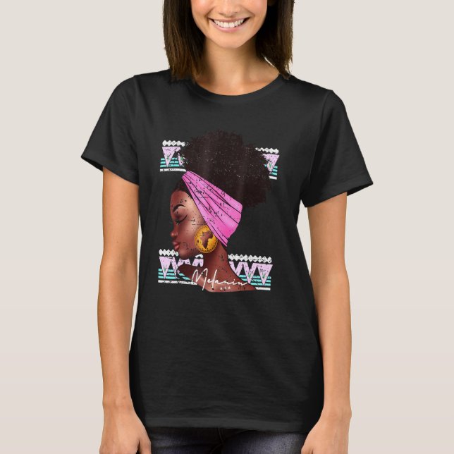 Melanin Women Black Educated Afro American Queen B T Shirt (Framsida)