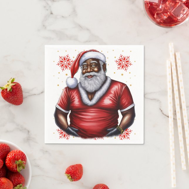 Melanin Xmas Black Christmas Sant Claus Bruh Sista Pappersservett (Insitu)