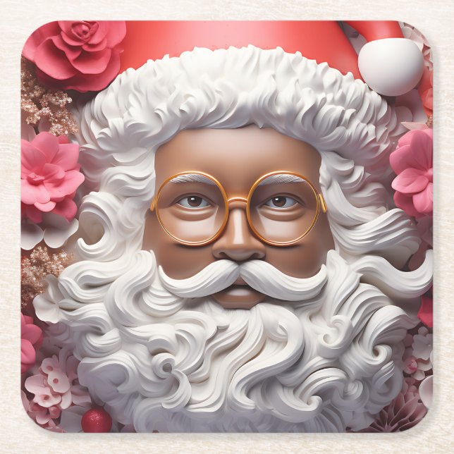 Melanin Xmas Black Christmas Sant Claus Bruh Sista Underlägg Papper Kvadrat (Framsidan)