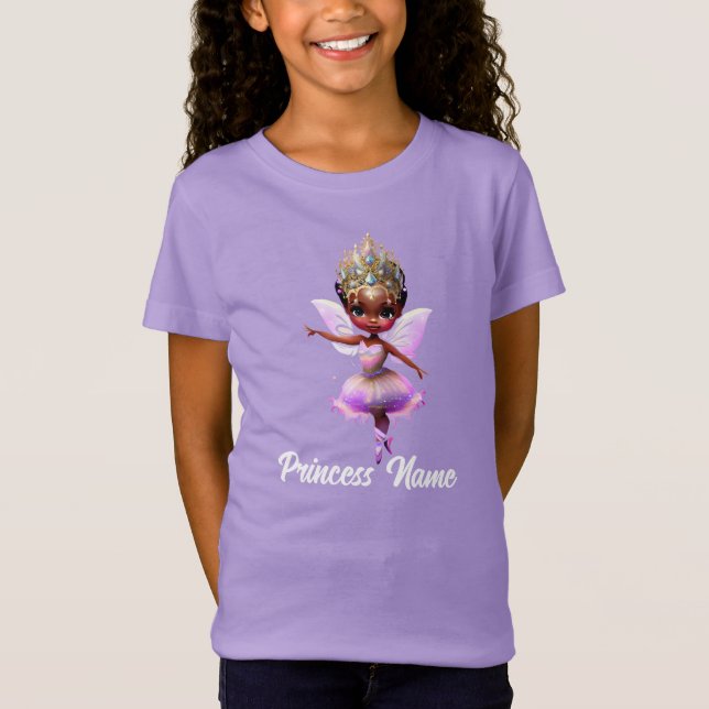 Melaninälva ballerina som bär krona t shirt (Framsida)