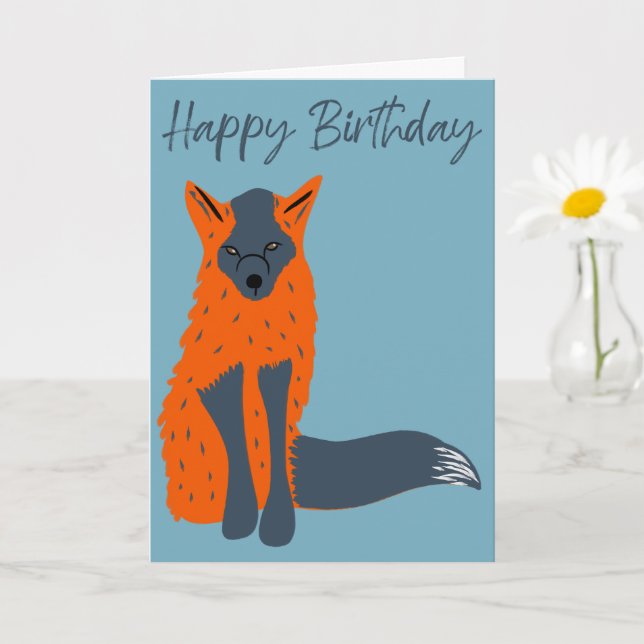 Melanistic Fox Djur älskare Birthday Card Kort (Liten växt)