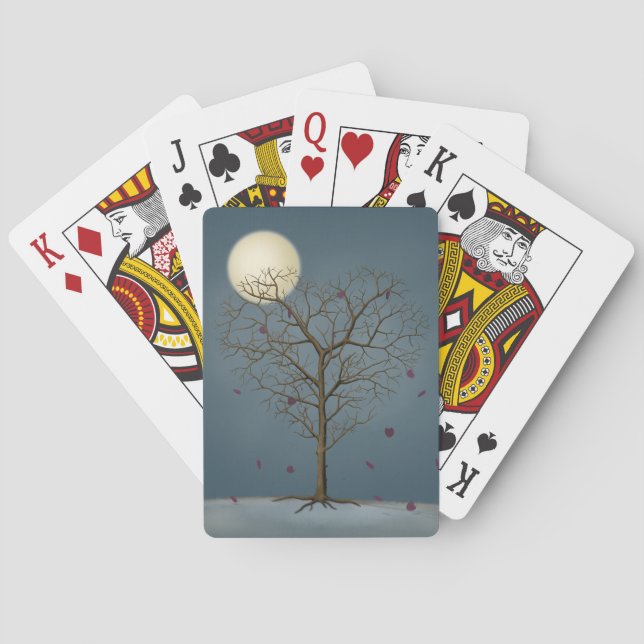 Melankoliska hjärtformade träd under fullmånen casinokort (Baksidan)