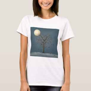 Melankoliska hjärtformade träd under fullmånen t shirt