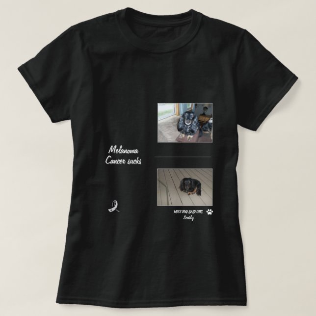 Melanom Husdjur Hyllning Två-Foto Layout T Shirt (Design framsida)