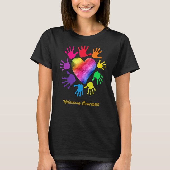 Melanoma Awareness Händer Melanoma T Shirt (Framsida)