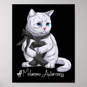 Melanoma Awareness Month Black Ribbon Cat Poster