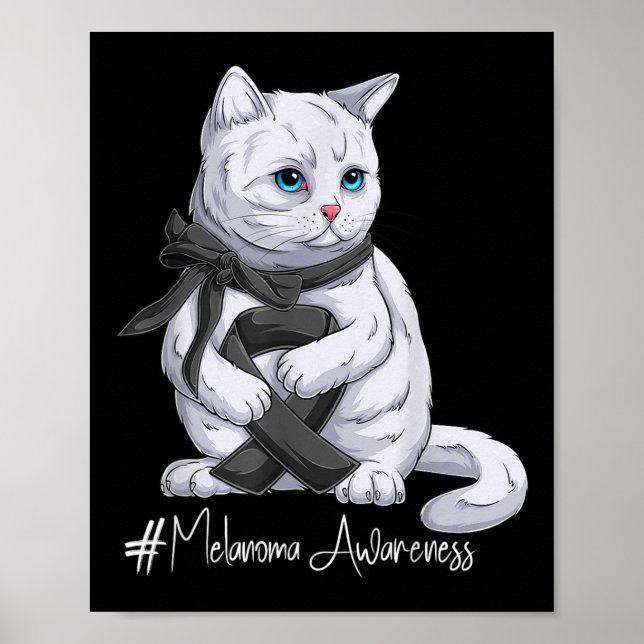 Melanoma Awareness Month Black Ribbon Cat Poster (Framsidan)