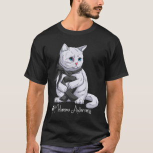 Melanoma Awareness Month Black Ribbon Cat T Shirt
