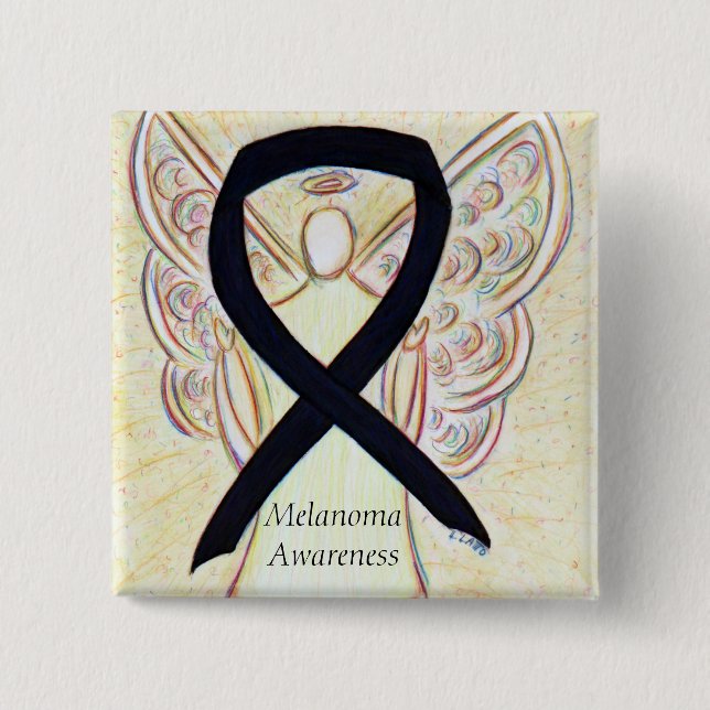 Melanoma Awareness Ribbon Angel Anpassningsbar Pin Knapp (Framsida)
