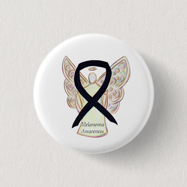 Melanoma Awareness Ribbon Angel Anpassningsbar Pin Knapp (Framsida)