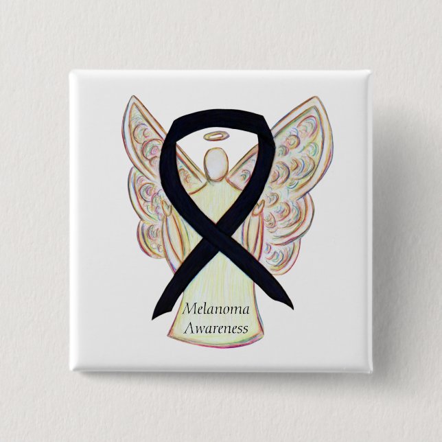 Melanoma Awareness Ribbon Angel Anpassningsbar Pin Knapp (Framsida)