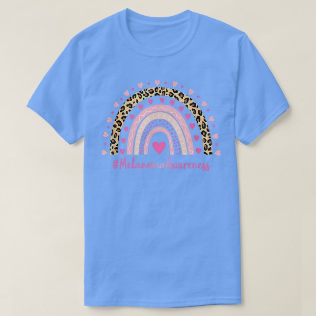Melanoma Awareness Rosa Heart Leopard Rainbow Mela T Shirt (Design framsida)