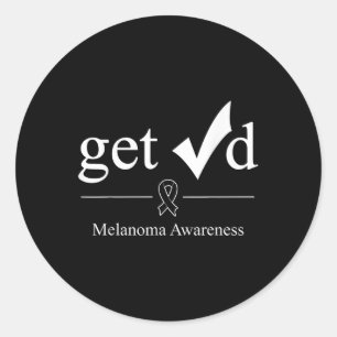 Melanoma Black Awareness Ribbon Tee Get Checked Runt Klistermärke