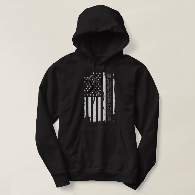 Melanoma Cancer Awareness American Flagga - Black  Hoodie (Design framsida)
