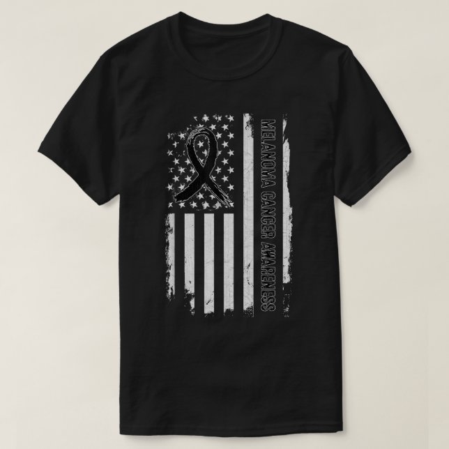 Melanoma Cancer Awareness American Flagga - Black  T Shirt (Design framsida)