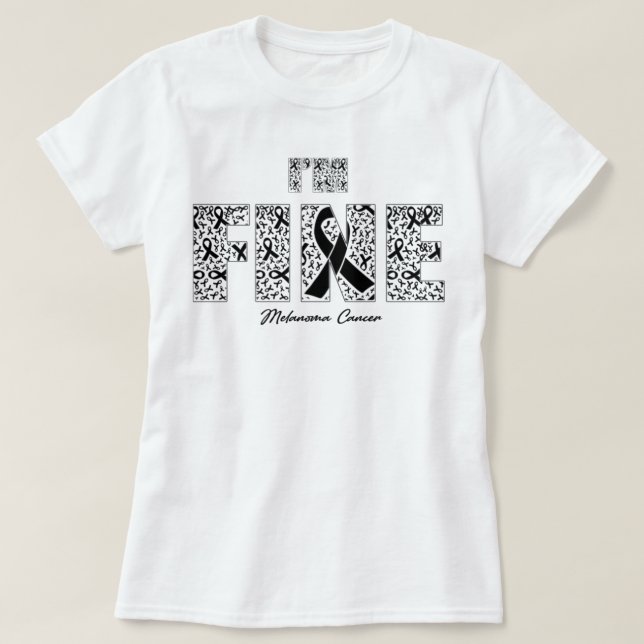 Melanoma Cancer Awareness Bra Rosett band - i dett T Shirt (Design framsida)
