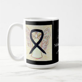 Melanoma Cancer Awareness Ribbon Angel Anpassnings Kaffemugg