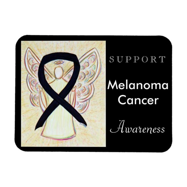 Melanoma Cancer Awareness Ribbon Angel Magnet (Horisontell)