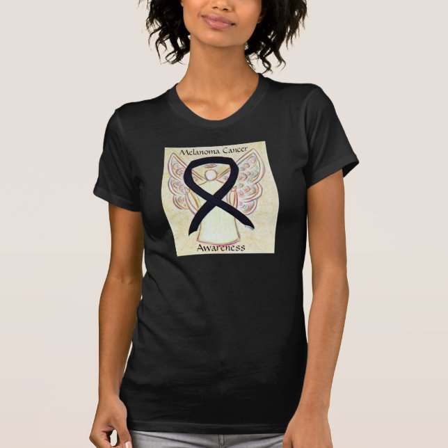 Melanoma Cancer Awareness Ribbon Angel Shirt T-shirt (Framsida)