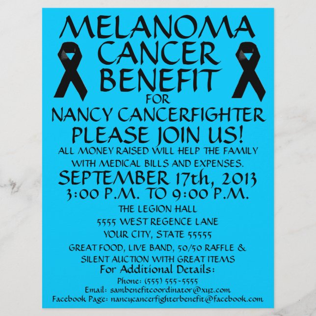 Melanoma Cancer Benefit Flyer (Framsidan)