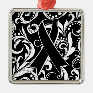Melanoma Cancer Ribbon Deco Noir Julgransprydnad Metall