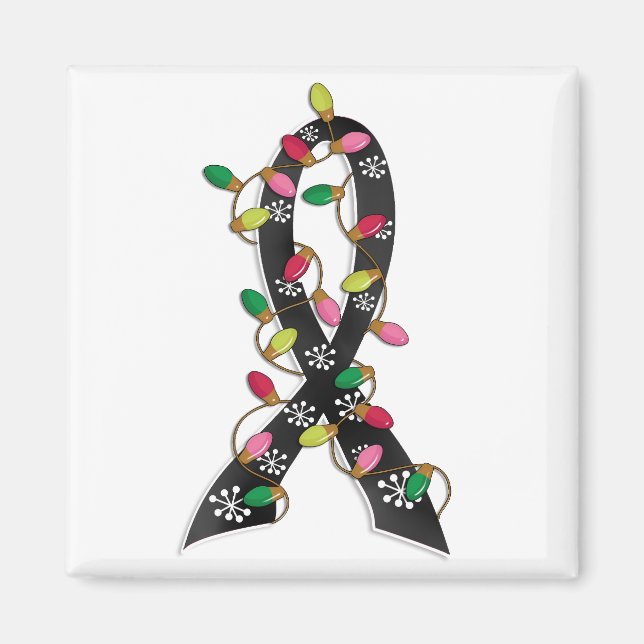 Melanoma jul Ljus Ribbon Magnet (Framsidan)