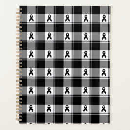 Melanoma Skin Cancer Awareness Plaid Black Ribbon