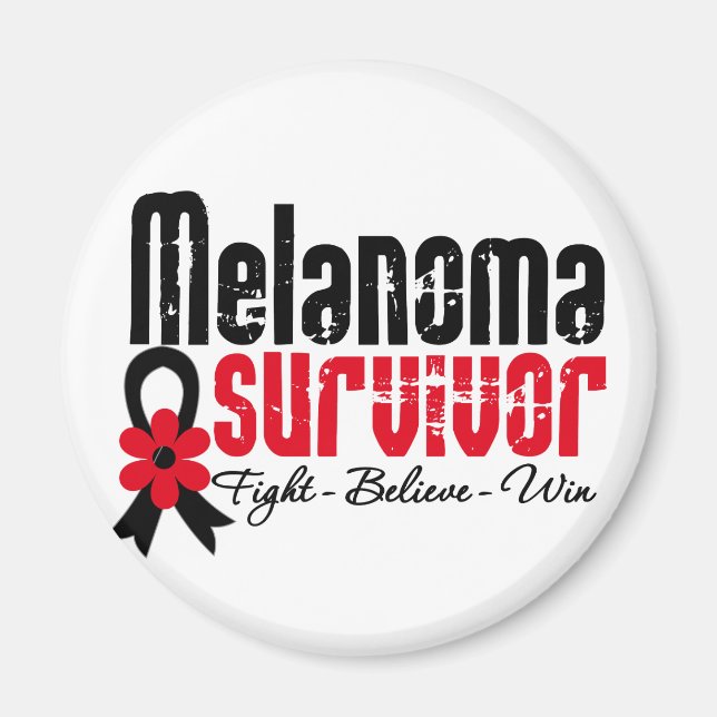 Melanoma Survivor Flower Ribbon Magnet (Framsidan)