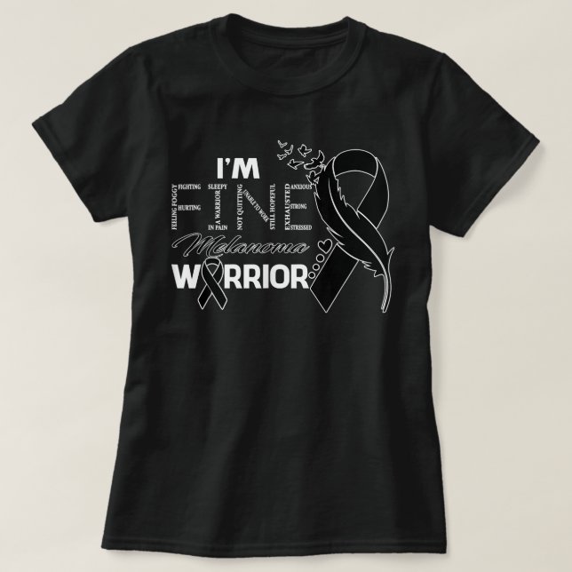 Melanoma Warrior Jag är Bra Feather Ribbon T Shirt (Design framsida)