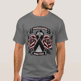 Melanoma Warrior - Tattoo Ro & Ribbon AwaT-Shirt T Shirt