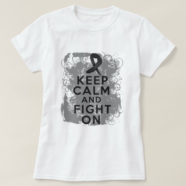Melanombehållalugn och slagsmål på tee shirt (Design framsida)