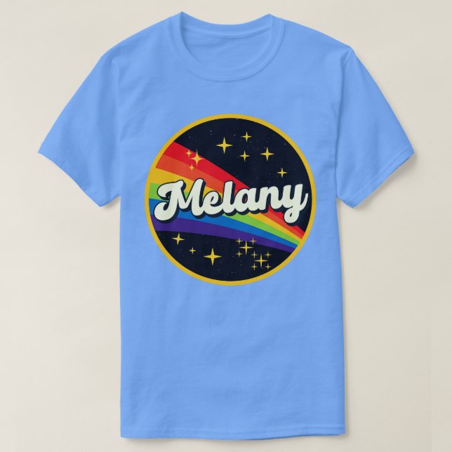 Melany Rainbow in Space Vintage Stil T Shirt (Design framsida)
