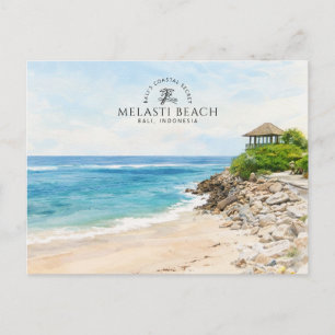 Melasti Strand Bali, Indonesien, Souvenir i akvare Vykort