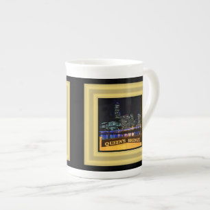Melbourne Australia CBD Ljus over Queen's Bridge Benporslin Mugg