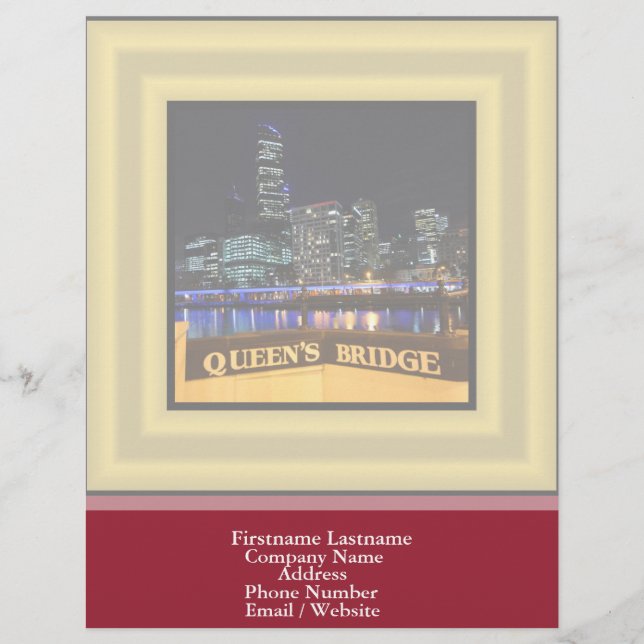 Melbourne Australia CBD Ljus over Queen's Bridge Brevhuvud (Framsida)