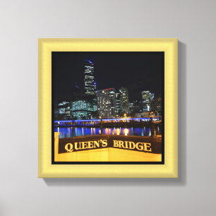 Melbourne Australia CBD Ljus over Queen's Bridge Canvastryck