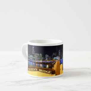Melbourne Australia CBD Ljus over Queen's Bridge Espressomugg