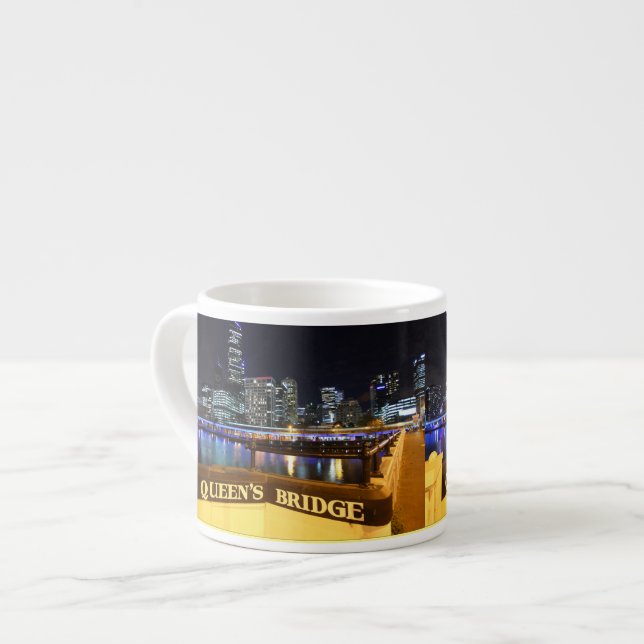 Melbourne Australia CBD Ljus over Queen's Bridge Espressomugg (Framsida vänster)