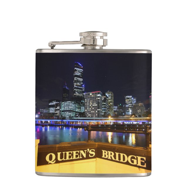 Melbourne Australia CBD Ljus over Queen's Bridge Fickplunta (Framsidan)