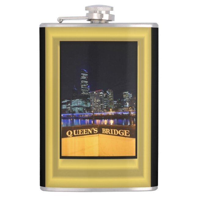 Melbourne Australia CBD Ljus over Queen's Bridge Fickplunta (Framsidan)