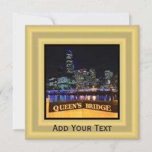 Melbourne Australia CBD Ljus over Queen's Bridge Inbjudningar