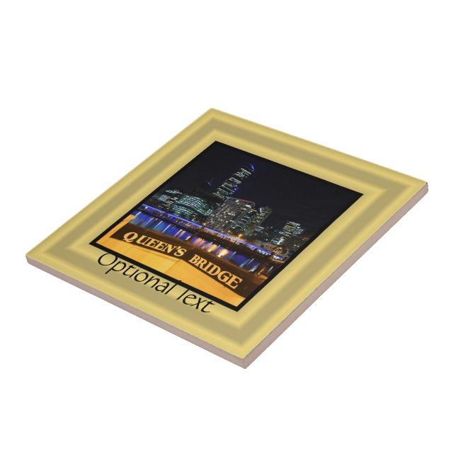 Melbourne Australia CBD Ljus over Queen's Bridge Kakelplatta (Sidan)