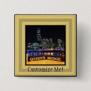 Melbourne Australia CBD Ljus over Queen's Bridge Knapp