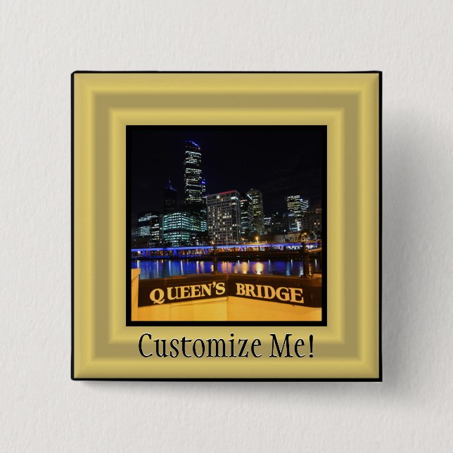 Melbourne Australia CBD Ljus over Queen's Bridge Knapp (Framsida)