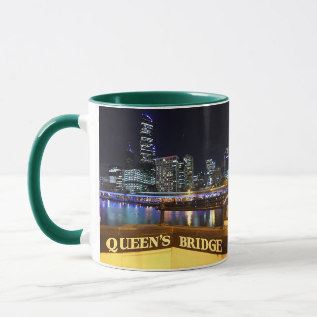 Melbourne Australia CBD Ljus over Queen's Bridge Mugg (Vänster)
