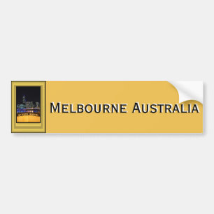 Melbourne Australia CBD Night Ljus Bildekal