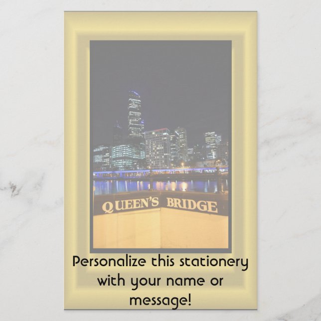 Melbourne Australia CBD Night Ljus Brevpapper (Framsida)