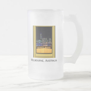 Melbourne Australia CBD Night Ljus Frostat Ölglas